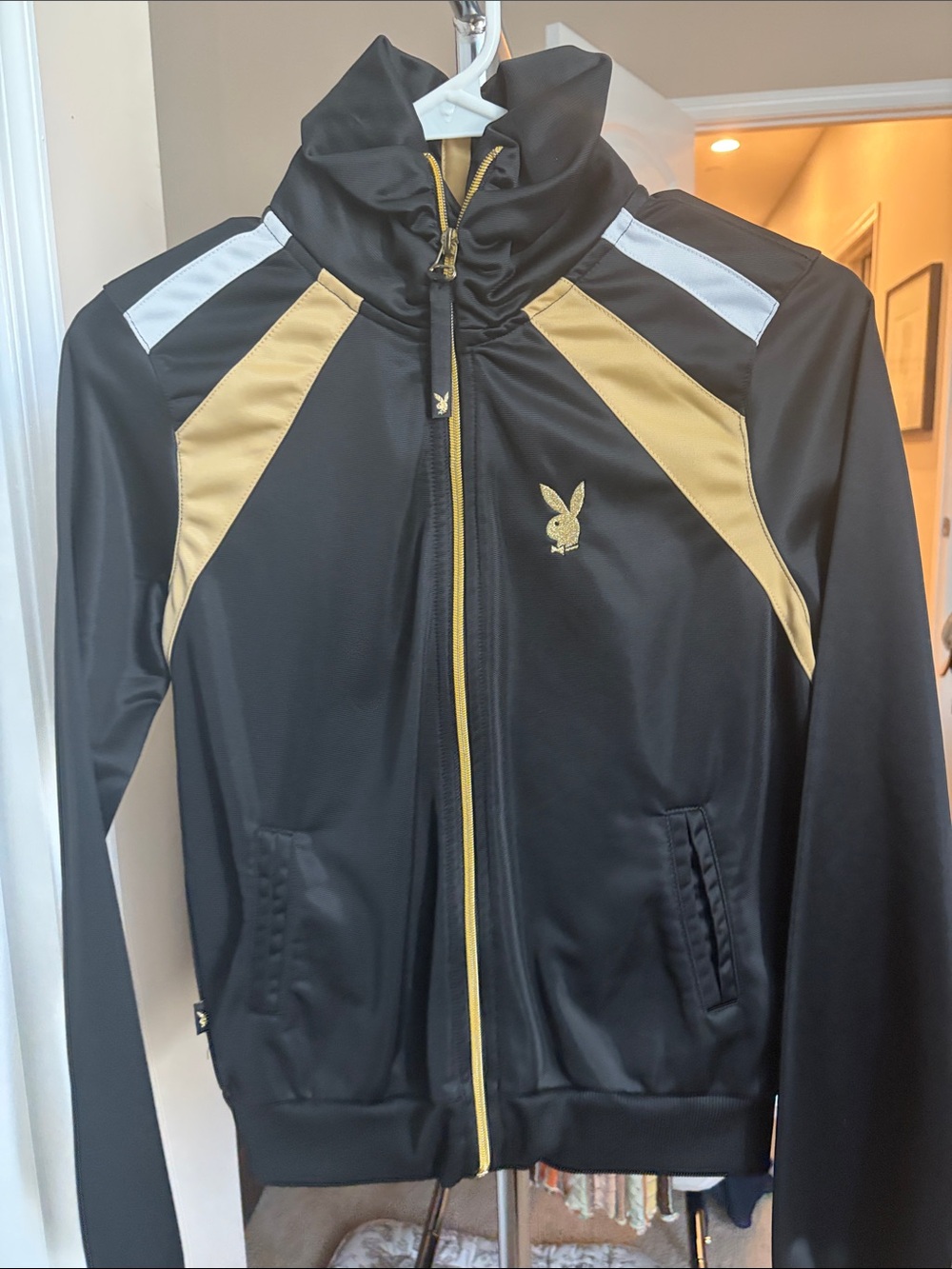 PLAYBOY Black, Gold & White Sport Zip Jacket